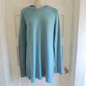 Magnolia Grace Cozy Blue Wool Blend Tunic Length Hoodie Sweater L